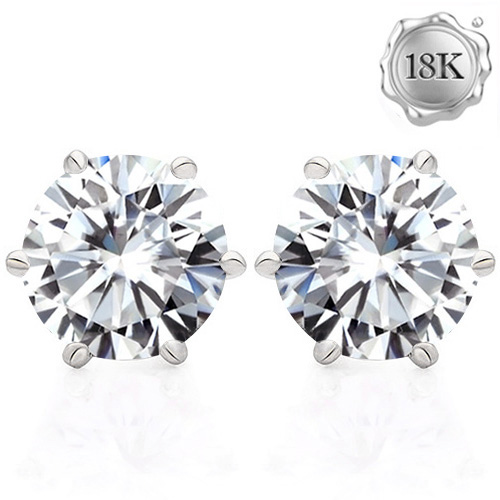 (CERTIFICATE REPORT) NEW ! 1.00 CT DIAMOND MOISSANITE (D/VVS) 18KT SOLID GOLD EARRINGS