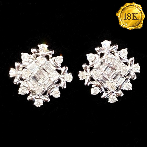 LUXURY COLLECTION ! 0.40 CT GENUINE DIAMOND 18KT SOLID GOLD EARRINGS