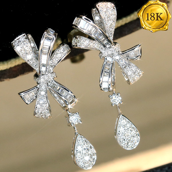 LUXURY COLLECTION ! 0.76 CT GENUINE DIAMOND 18KT SOLID GOLD EARRINGS