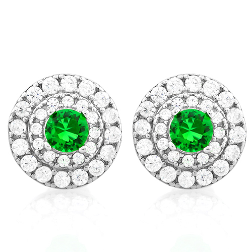 Charming 3 4 Carat Created Emerald 1 2 56 Pcs Flawless Charming 3 4 Carat Created Emerald 1 2 56 Pcs Flawless Diamond 925 Sterling Silver Earrings