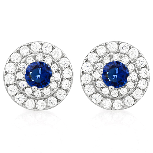 Brilliant 3 4 Carat Created Blue Shire 1 2 56 Pcs Brilliant 3 4 Carat Created Blue Shire 1 2 56 Pcs Flawless Diamond 925 Sterling Silver Earrings