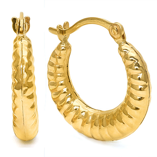 10KT SOLID GOLD BABY SHRIMP HOOP EARRINGS Item