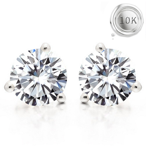 CHARMING ! 1.00 CT DIAMOND MOISSANITE (HEART & ARROWS CUT/VVS) 10KT SOLID GOLD EARRINGS STUDS