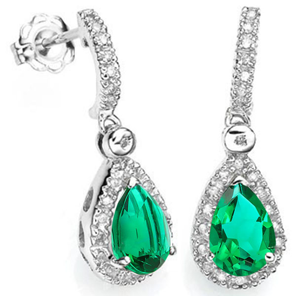 VVS CLARITY ! 1.01 CT EUROPEAN EMERALD & 1/4 CT DIAMOND 10KT SOLID GOLD DANGLE EARRINGS