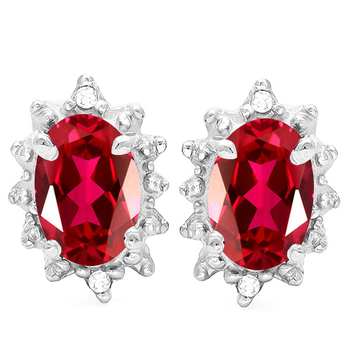 VS CALRITY ! 4/5 CT EUROPEAN RUBY & DIAMOND 10KT SOLID GOLD EARRINGS STUD