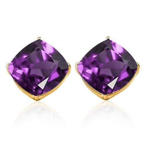 ELITE !  2.00 CT AMETHYST 10KT SOLID GOLD EARRINGS STUD