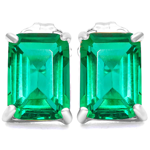 PRETTY ! 1.41 CT EUROPEAN EMERALD (VS) 10KT SOLID GOLD EARRINGS STUD