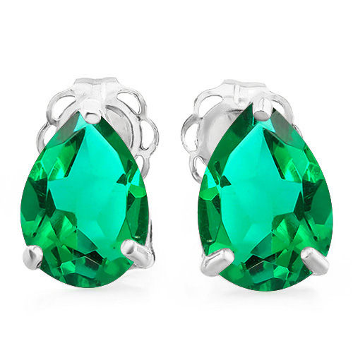 1.08 CT EUROPEAN EMERALD (VS) 10KT SOLID GOLD EARRINGS STUD