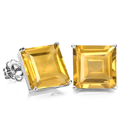 IMMACULATE ! 2.10 CT CITRINE 10KT SOLID GOLD EARRINGS STUD