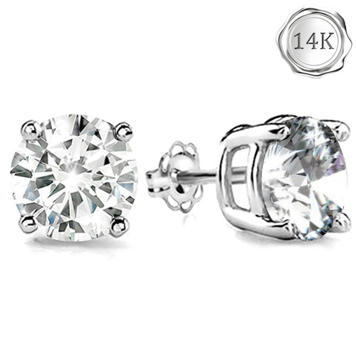 IDEAL ! 0.40 CT GENUINE DIAMOND 14KT SOLID GOLD EARRINGS STUD