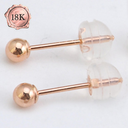 3MM GOLD BALL 18KT SOLID GOLD HOLLOW HOLLOW EARRINGS