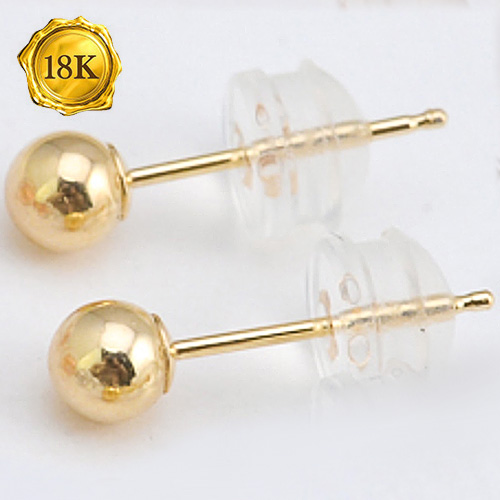 4MM GOLD BALL 18KT SOLID GOLD HOLLOW HOLLOW EARRINGS