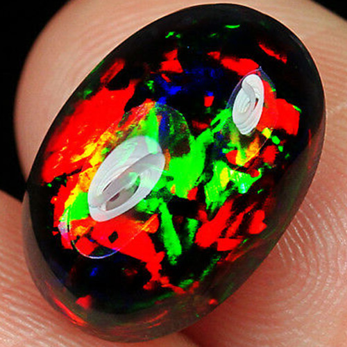 TOP GRADE EYE CLEAN ! RARE 8X10MM ETHIOPIAN BLACK OPAL NATURAL LOOSE GEMSTONE