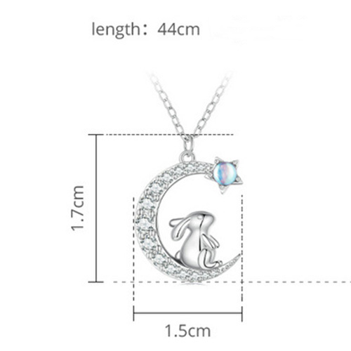 Jewelryroom.com - NEW! MOONSTONE RABBIT & MOON 925 STERLING SILVER ...