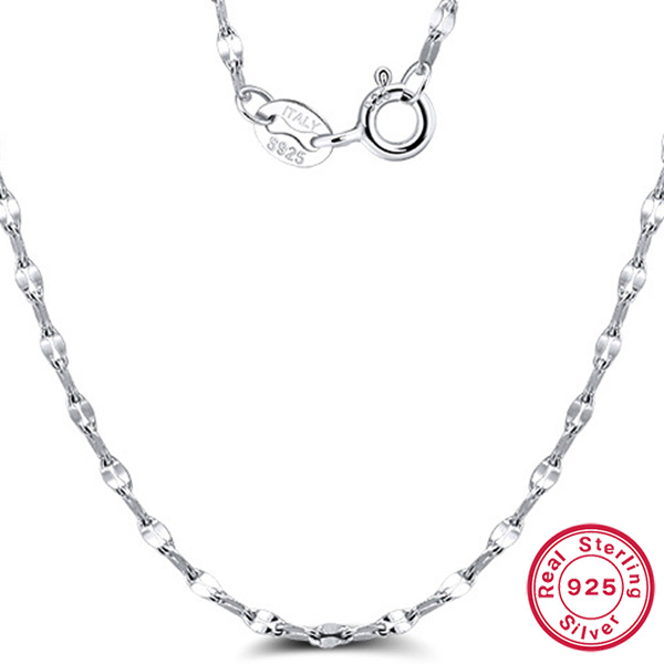 45CM ITALY TILE CHAIN 925 STERLING SILVER NECKLACE