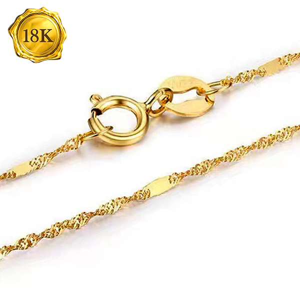 18 INCHES THICK FANCY MIRROR 18K SOLID GOLD SINGAPORE CHAIN NECKLACE