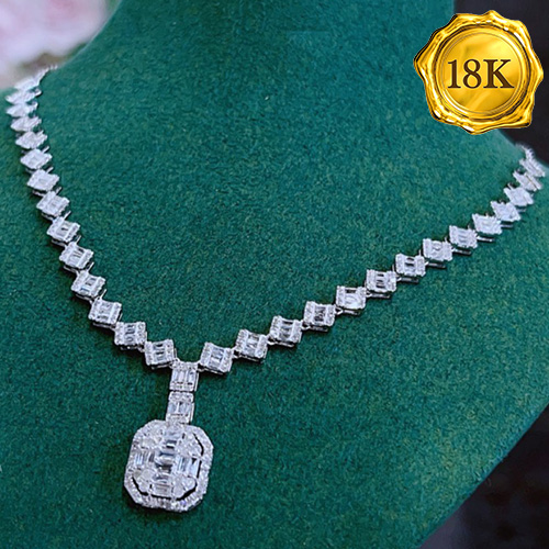 LUXURY COLLECTION ! 1.50 CT GENUINE DIAMOND 18KT SOLID GOLD NECKLACE