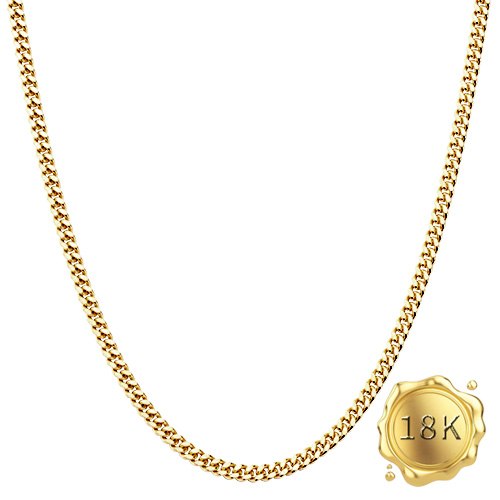 45CM 18 INCHES CURB CHAIN 18KT SOLID GOLD NECKLACE