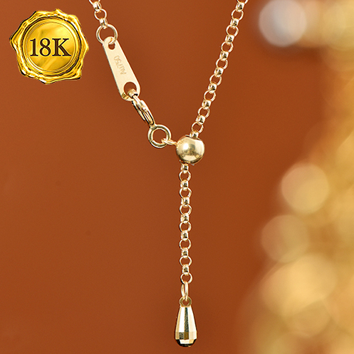 Adjustable Rolo Chain Jewelryroom.com - AU750 18KT SOLID GOLD ADJUSTABLE ROLO CHAIN NECKLACE ...