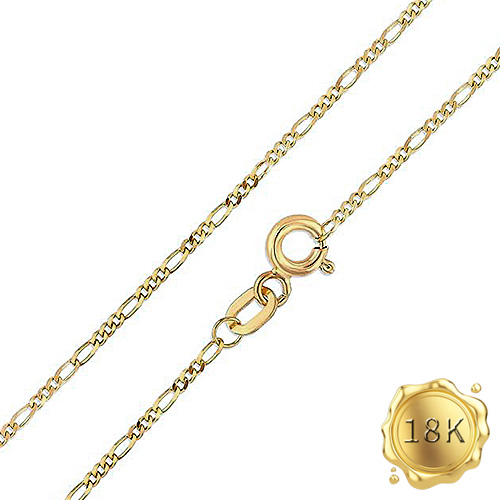 45CM 18 INCHES AU750 FIGARO CHAIN 18KT SOLID GOLD NECKLACE