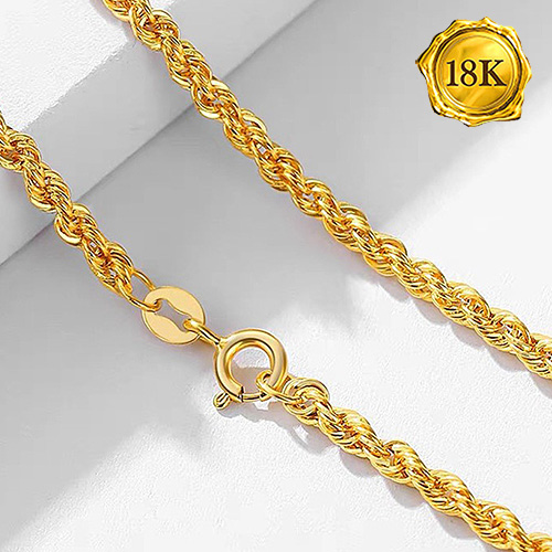 45CM ROPE CHAIN 18KT SOLID GOLD NECKLACE