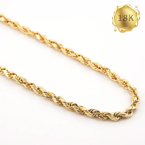 Jewelryroom.com - 45CM AU750 ROPE CHAIN 18KT SOLID GOLD NECKLACE - Item ...