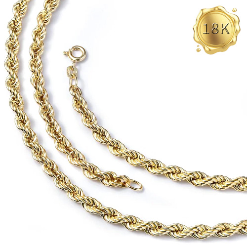 Jewelryroom.com - 55CM AU750 ROPE CHAIN 18KT SOLID GOLD NECKLACE - Item ...