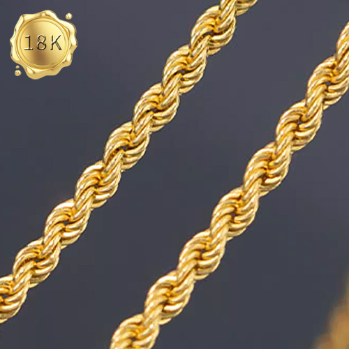 Jewelryroom.com - ADJUSTABLE 55CM 2.3G AU750 ROPE CHAIN 18KT SOLID GOLD ...