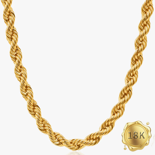 45CM 5.8G AU750 ROPE CHAIN 18KT SOLID GOLD NECKLACE