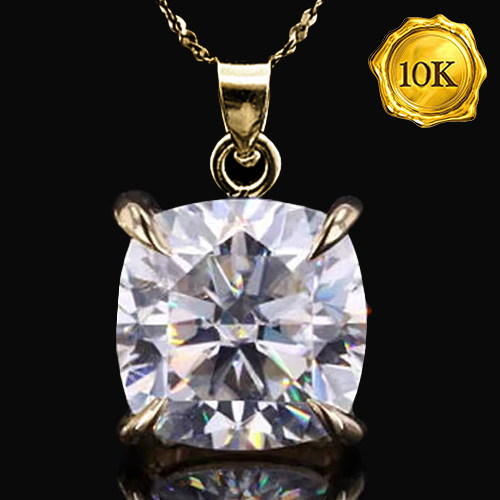 (CERTIFICATE REPORT) 1.00 CT DIAMOND MOISSANITE (D/VVS) 10KT SOLID GOLD PENDANT