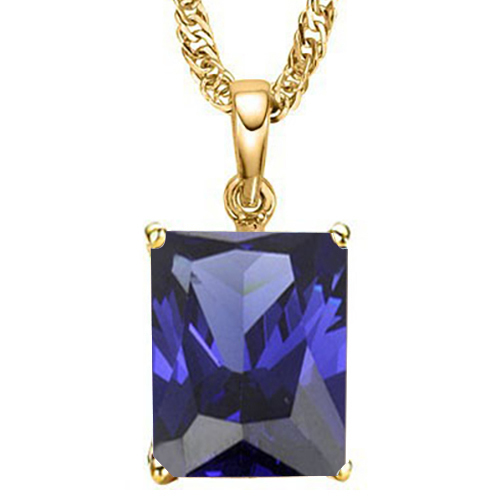 1.00 CT LAB TANZANITE 10KT SOLID GOLD PENDANT