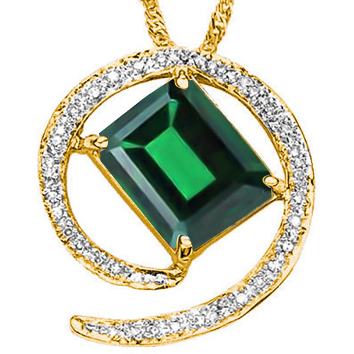 VS CLARITY ! 2.18 CT EUROPEAN EMERALD & 1/5 CT DIAMOND 10KT SOLID GOLD PENDANT