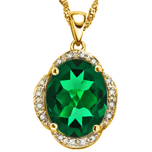 VS CLARITY ! 3.40 CT EUROPEAN EMERALD & DIAMOND 10KT SOLID GOLD PENDANT