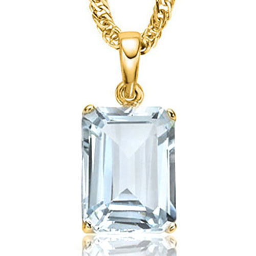 MARVELOUS ! 0.60 CT AQUAMARINE 10KT SOLID GOLD PENDANT