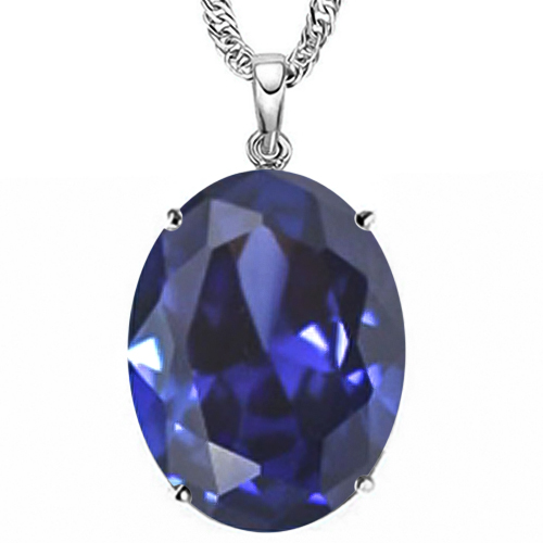 20.42 CT CREATED TANZANITE 10KT SOLID GOLD PENDANT