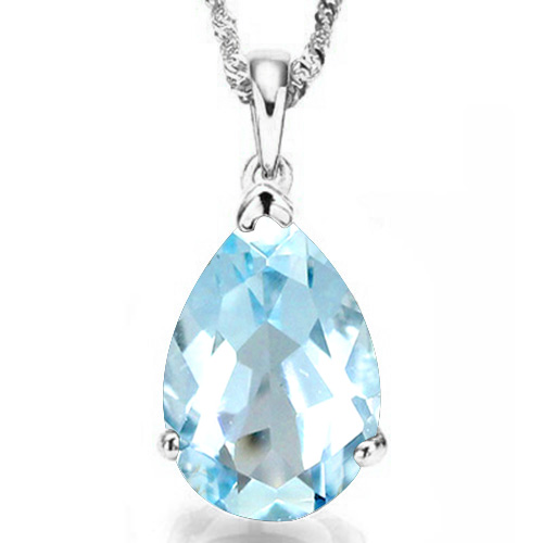 BEAUTIFUL ! 0.75 CT BABY SWISS BLUE TOPAZ 10KT SOLID GOLD PENDANT