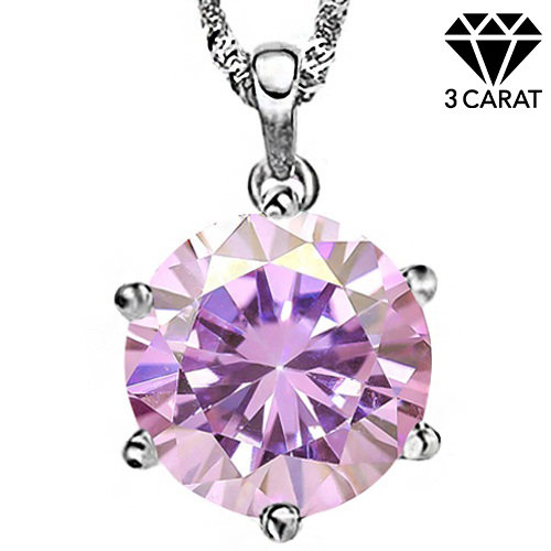 (CERTIFICATE REPORT) 3.00 CT FANCY PINK DIAMOND MOISSANITE (HEART & ARROWS CUT/VVS) 10KT SOLID GOLD PENDANT