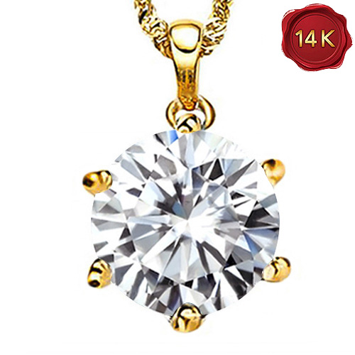 CERTIFICATE REPORT) 1.00 CT DIAMOND MOISSANITE (HEART & ARROWS CUT/VVS) HEART & ARROWS CUT 14KT SOLID GOLD PENDANT