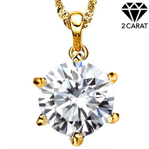 (CERTIFICATE REPORT) 2.00 CT DIAMOND MOISSANITE (D/VVS) HEART & ARROWS CUT 10KT SOLID GOLD PENDANT