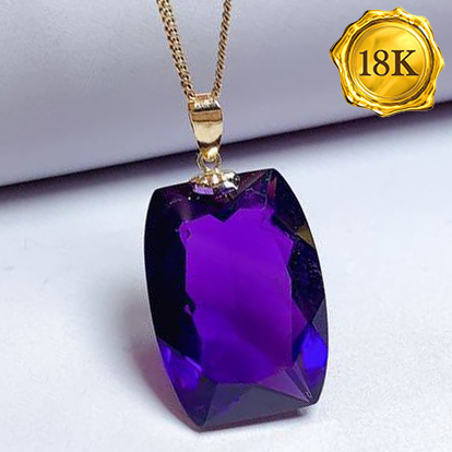 NEW!! 13X18MM AMETHYST 18KT SOLID GOLD PENDANT