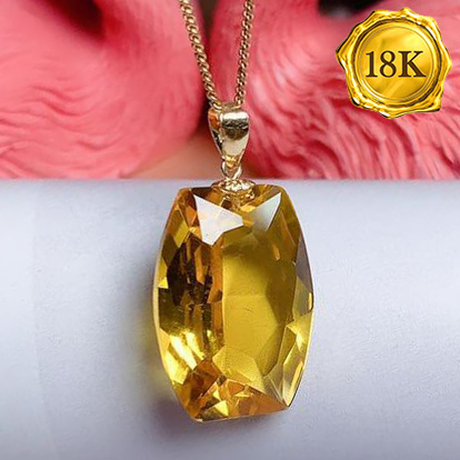 NEW!! 13X18MM CITRINE 18KT SOLID GOLD PENDANT