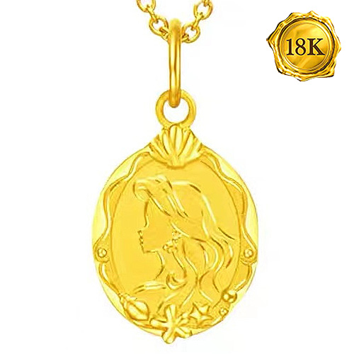 ELITE ! MERMAID 18KT 3D SOLID GOLD HOLLOW PENDANT