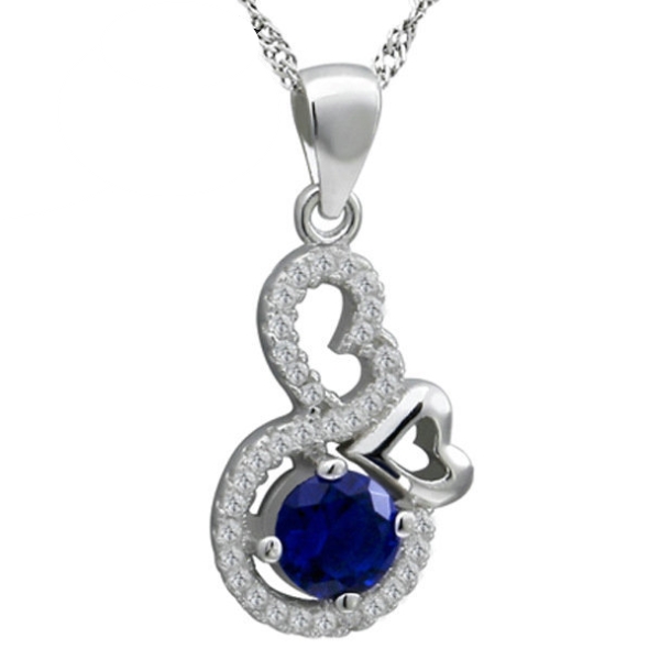 Jewelryroom.com - CREATED SAPPHIRE & DIAMONDS 925 STERLING SILVER HEART ...