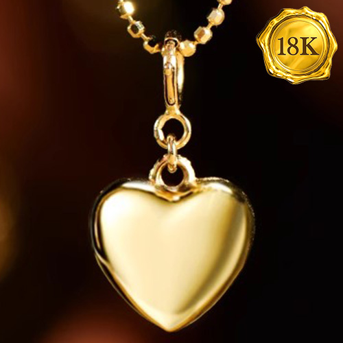 NEW! 3D 18KT SOLID GOLD HEART SHAPED PENDANT