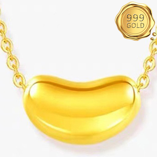 ELITE ! HOLLOW BEAN 24KT SOLID GOLD PALTED PENDANT