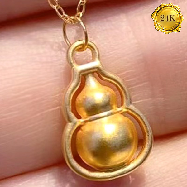 AWESOME ! CALABASH 3D 24KT SOLID GOLD HOLLOW PENDANT