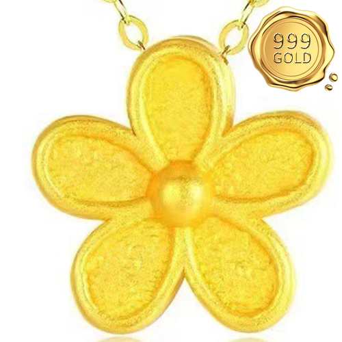 AWESOME ! MINI 3D FLOWER 24KT SOLID GOLD PENDANT