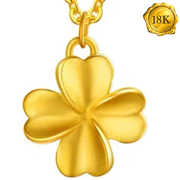 AWESOME ! LUCKY CLOVER 3D 24KT SOLID GOLD HOLLOW PENDANT