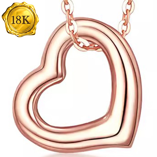 3D 18KT SOLID GOLD MINI HEART SHAPED HOLLOW PENDANT