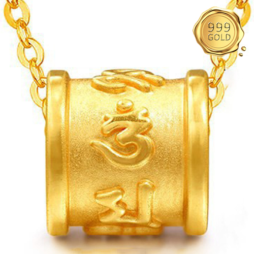 AWESOME ! 999 PURE GOLD OM MANI PADME HUM 24KT SOLID GOLD PENDANT